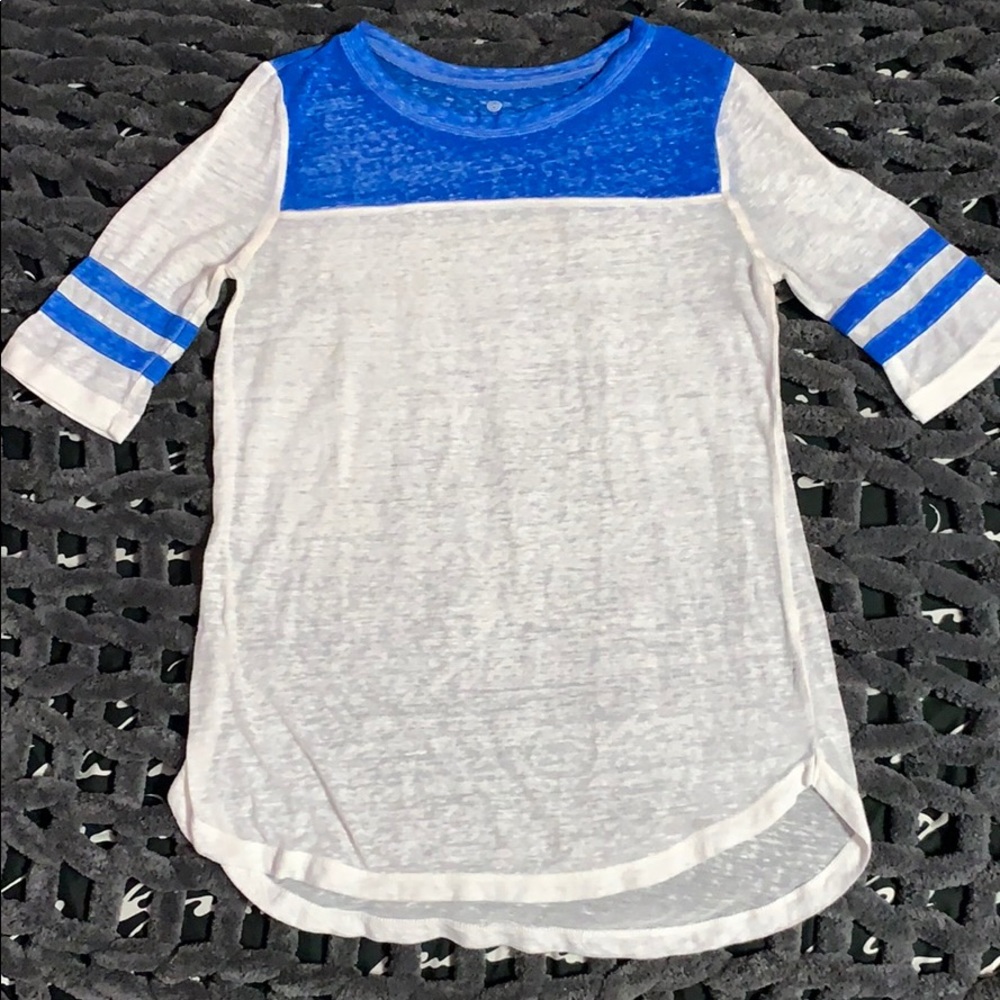 Blue and White Half-Quarter Sleeve T-Shirt